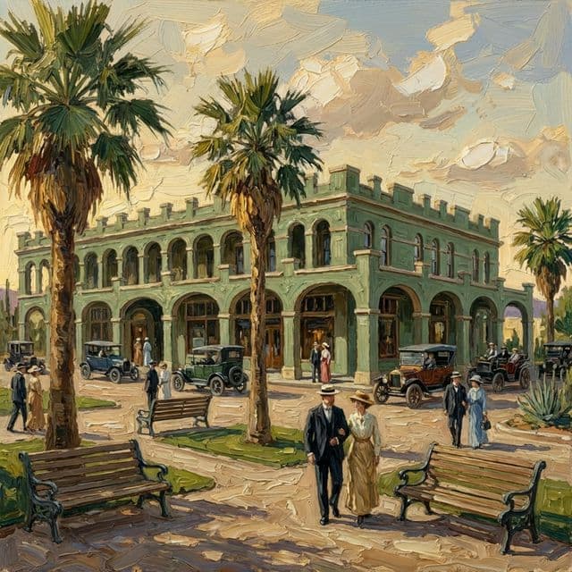 San Marcos Place in downtown Chandler, late 1921 (AI-restored image)