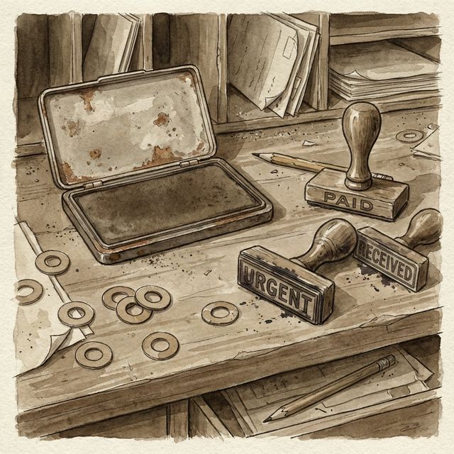 Vintage rubber stamps and ink pads